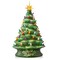 Casafield Hand Painted Ceramic Christmas Tree, Green 15-Inch Pre-Lit Tree with 128 Multi Color Lights and 2 Star Toppers
